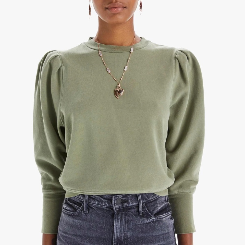 Mother The Curve Ball Sweatshirt in Avocado Green M